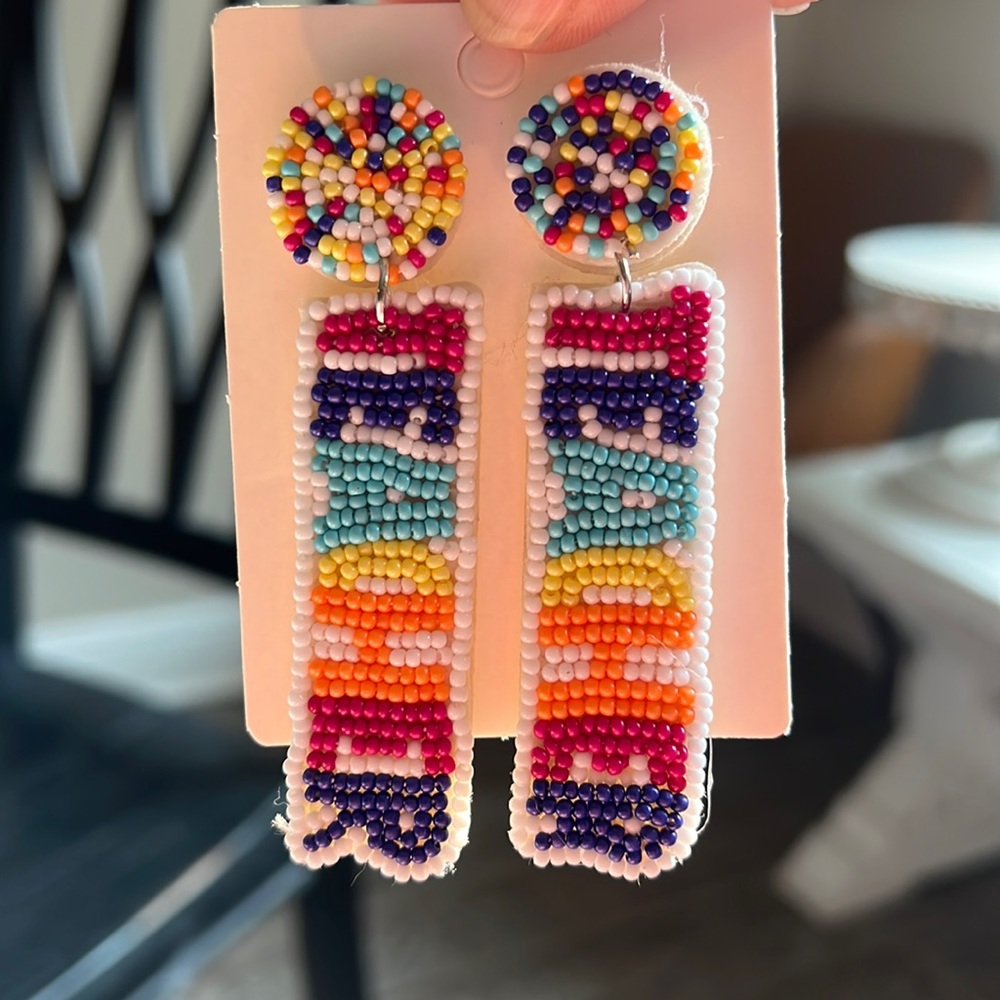 Beaded teacher earrings